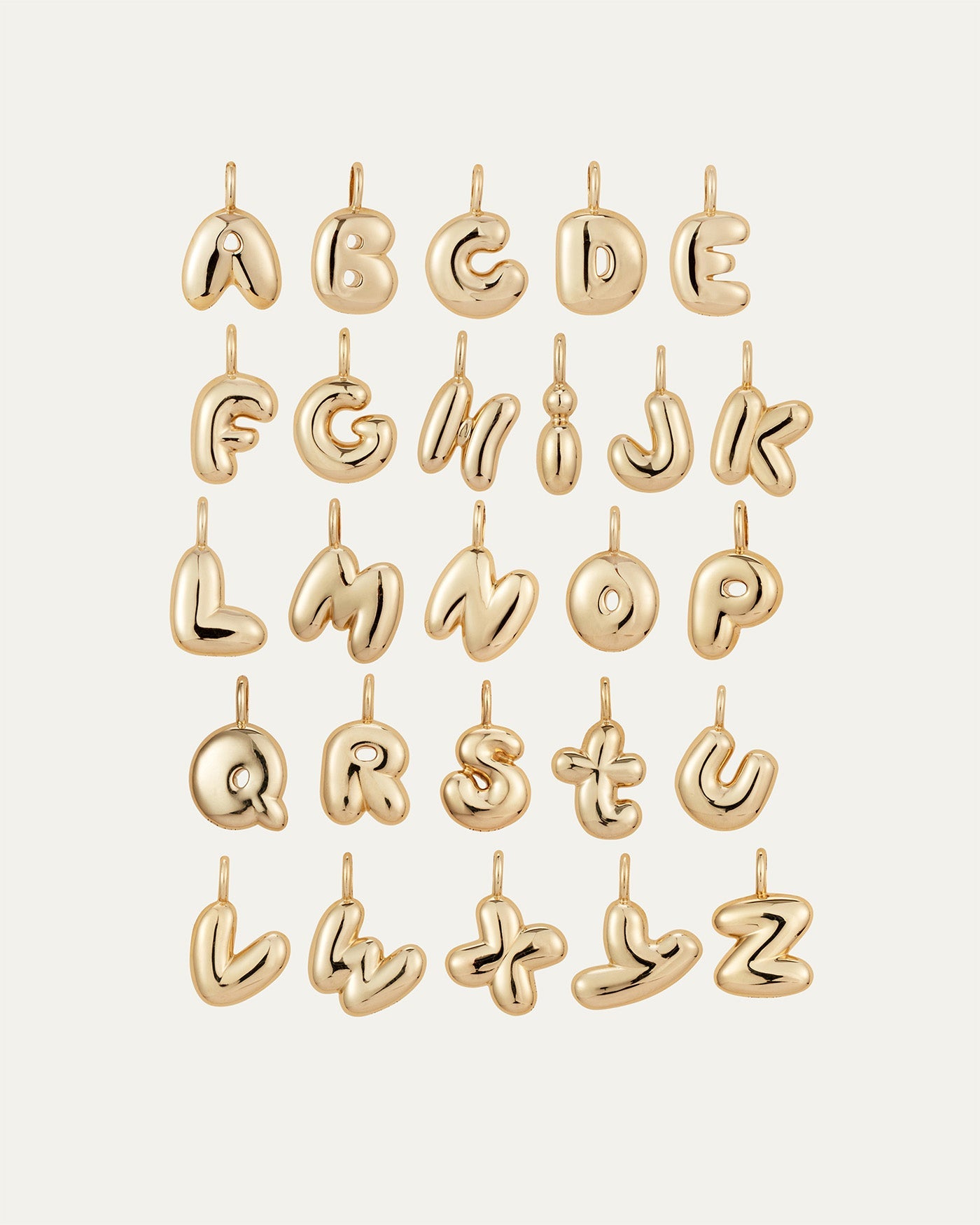 14K Gold Bubble Letter Necklace - P