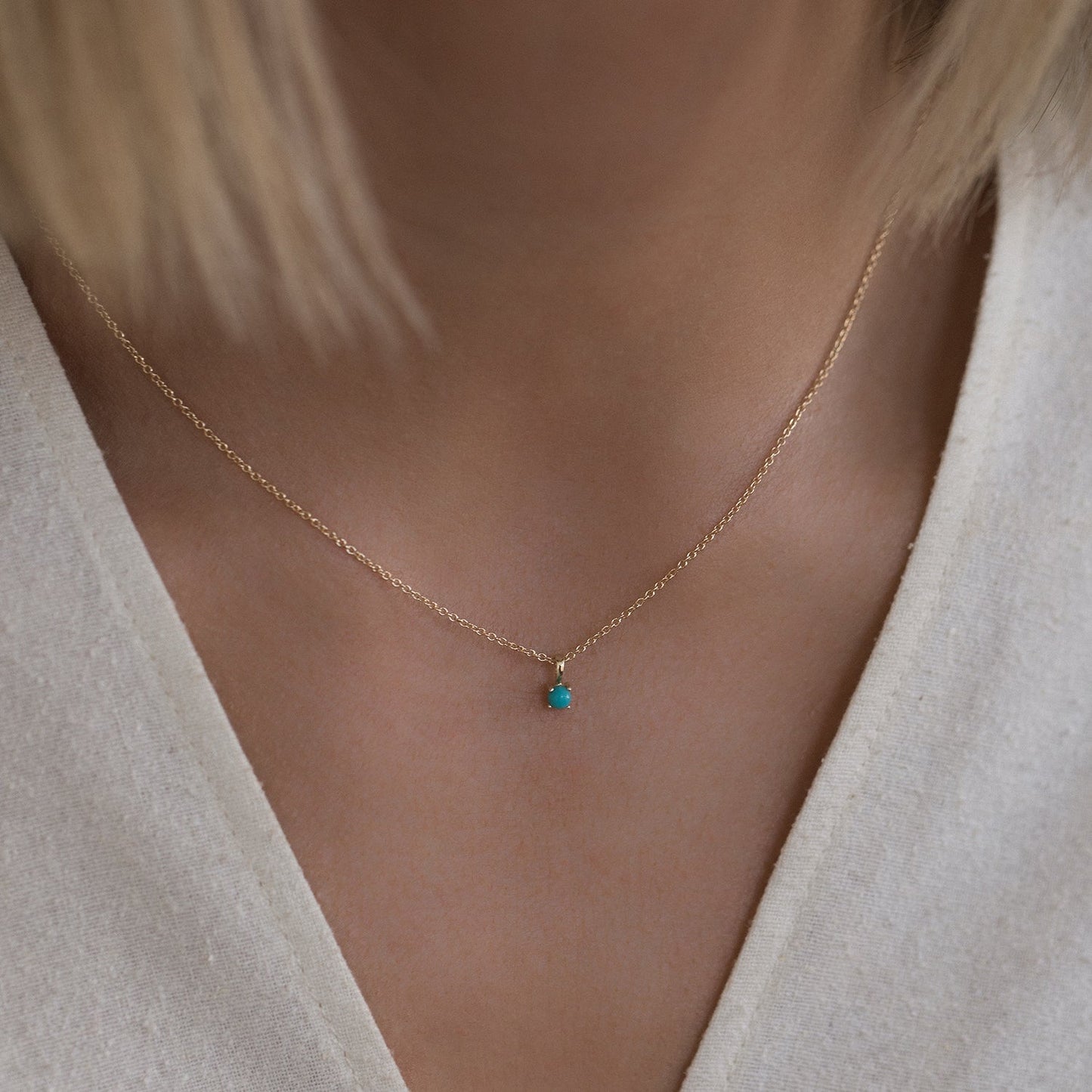 Birthstone Necklace | Gold & Turquoise