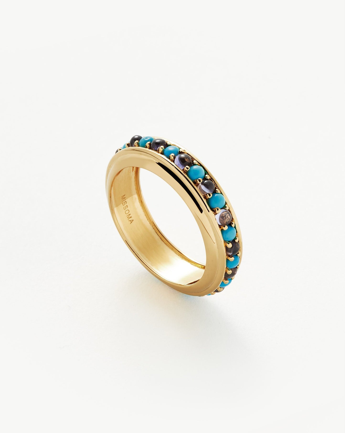 Hot Rox Gemstone Stacking Ring | 18ct Gold Vermeil/Turquoise & Iolite