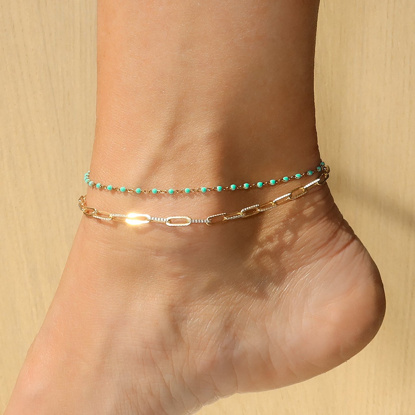 Candy Chain Anklet | Turquoise & Gold